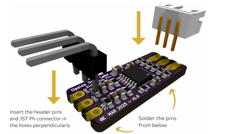 Soldering the connector & header pins on BioAmp EXG Pill
