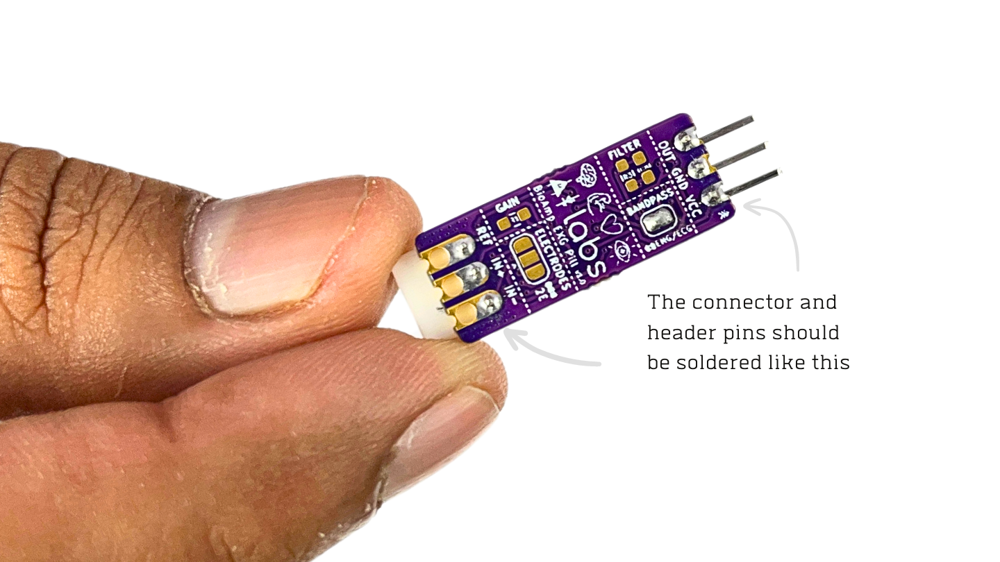 After soldering, BioAmp EXG Pill should look like this